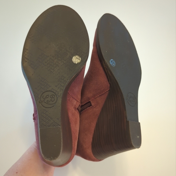 Lucky Brand Yimme Wedge Side Zip Suede Booties Size 8.5 Dusty Rose Pink EUC - Picture 6 of 8